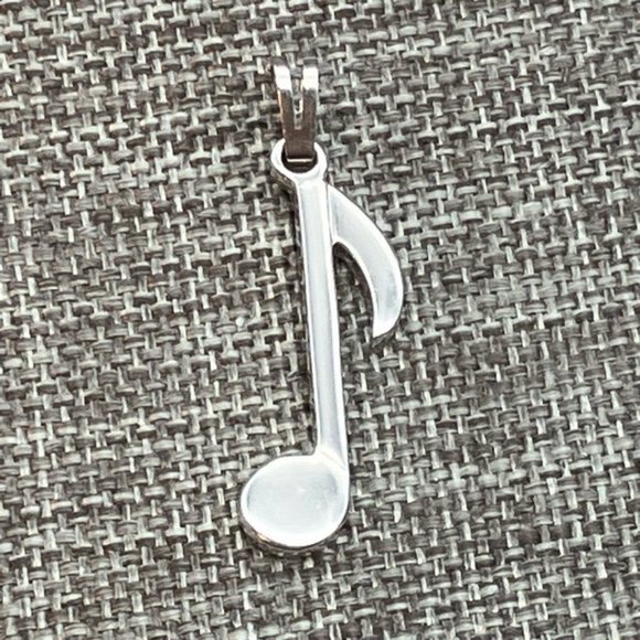 Monet Music Note Pendant Silver Quarter Eighth Note Musician Singer Songwriter - Picture 2 of 9